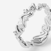 Connection Wave Diamond Silver Ring