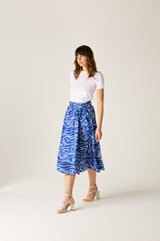 Corrine Blue Wave Wrap Skirt