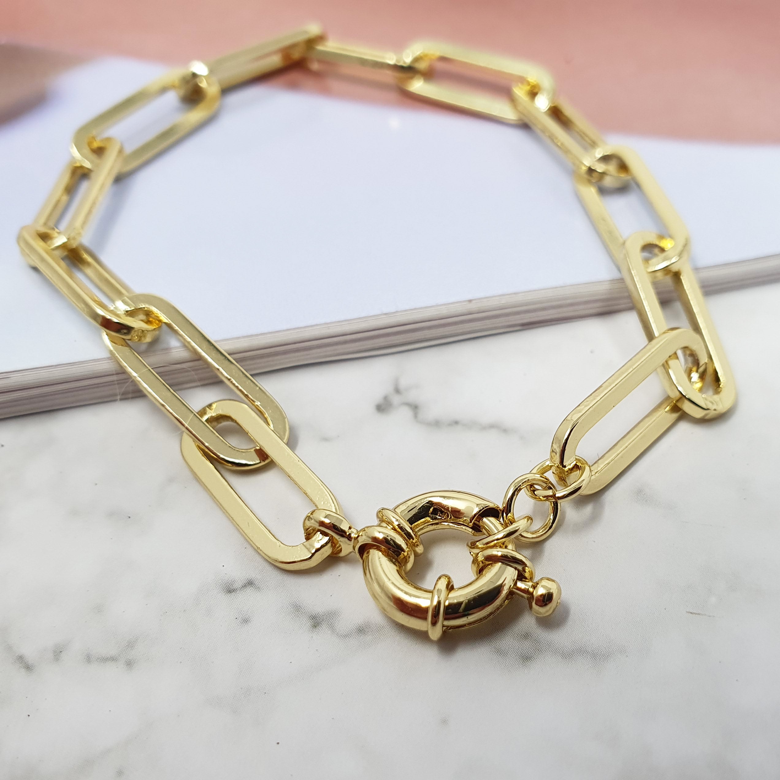 18ct Gold Plated Paperclip Bracelet