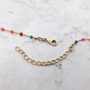 18ct Gold Plated Carnival Mixed Bead Rainbow Necklace