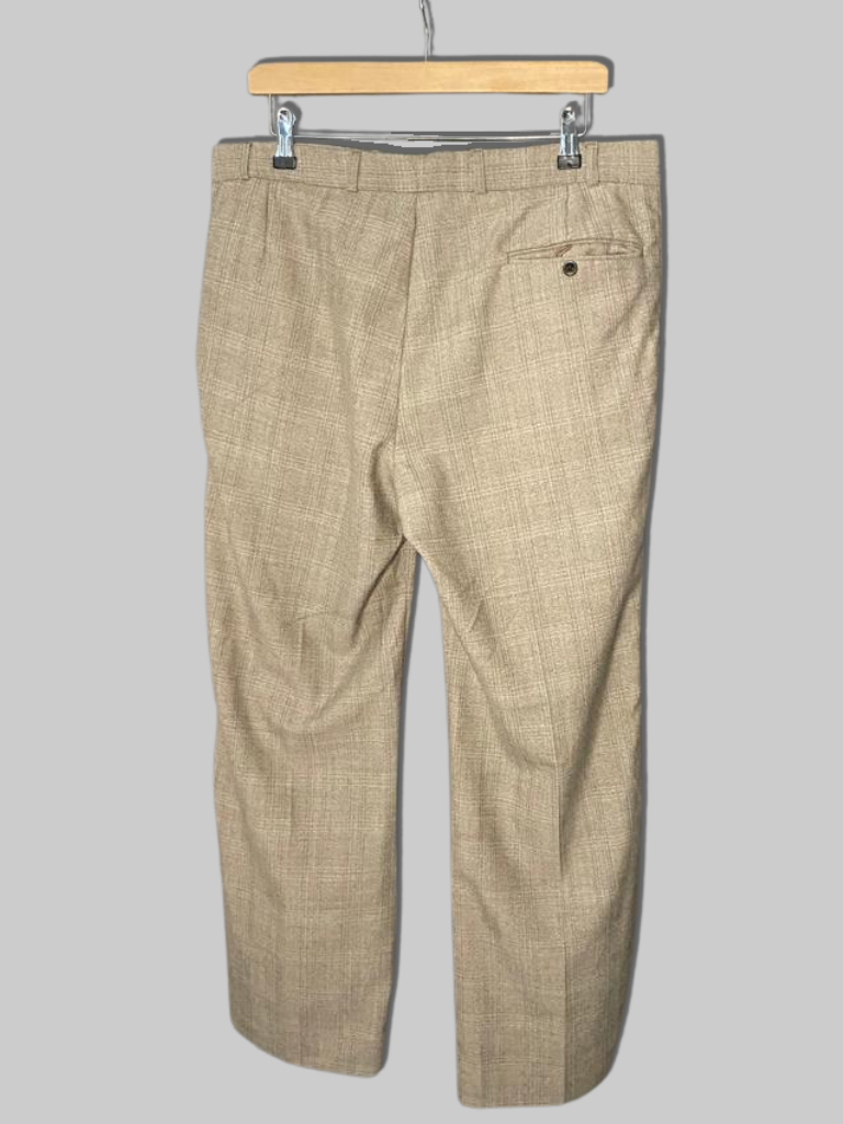Vintage Straight Leg Trousers - Light Brown Check
