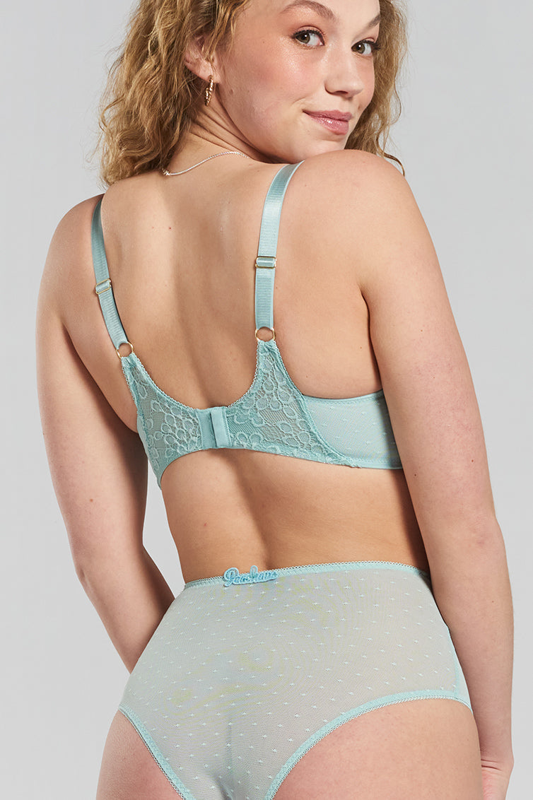Lotus recycled-tulle soft bralette - Fjordland Green