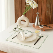 Olive Embroidery Linen Napkins (Set of 2)