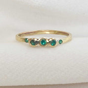 Disco Dots Emerald and hidden Emeralds Stacking Ring
