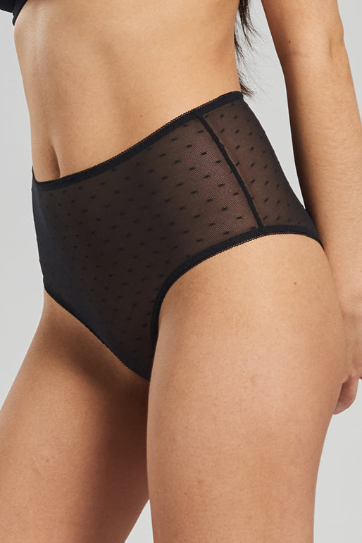 Banksia recycled-tulle high-rise briefs - Volcanic Black