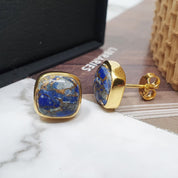 18ct Gold Vermeil Lapis Lazuli Gemstone Stud Earrings