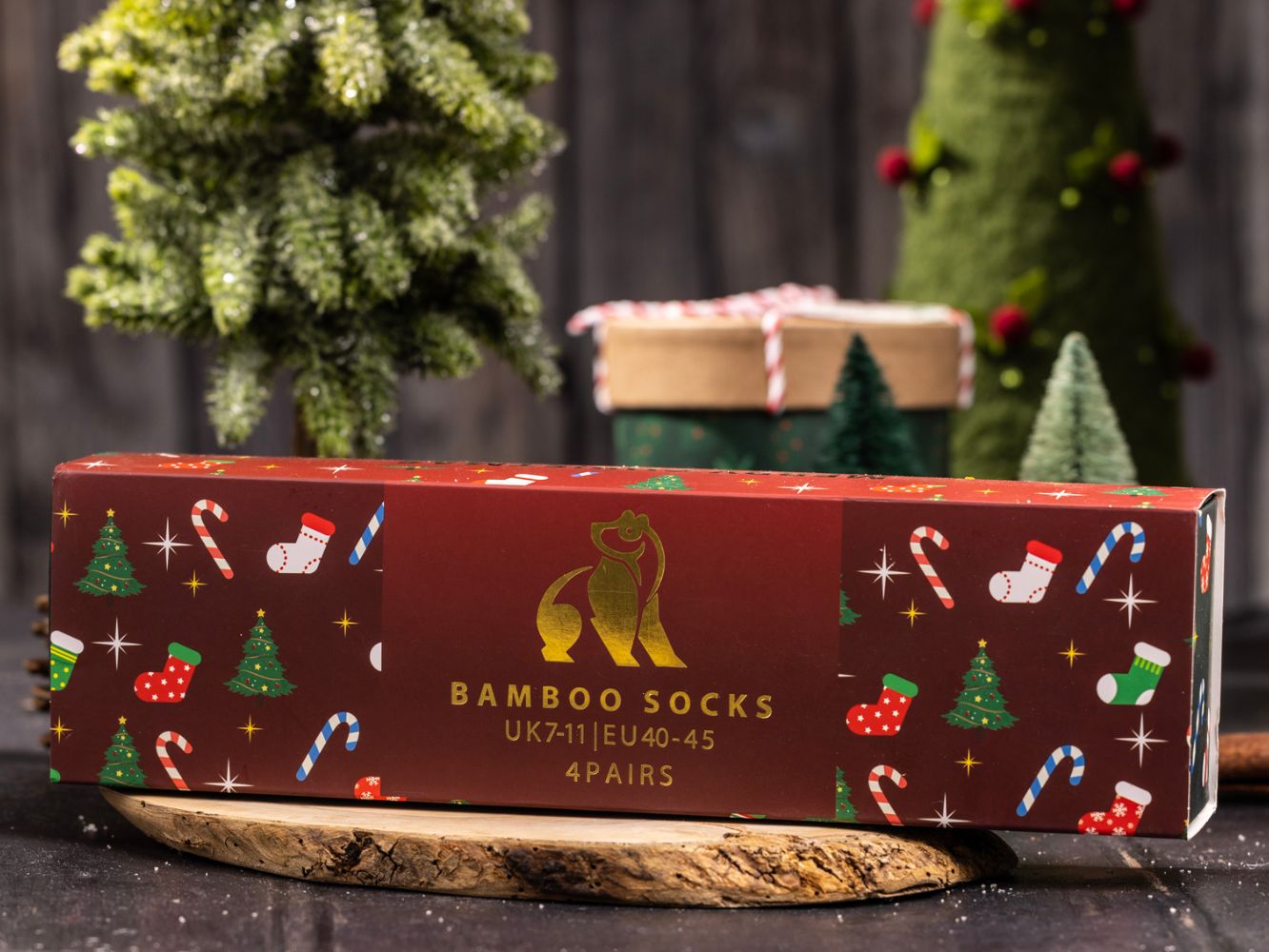 Christmas Drawer Box - 4 Pairs of Bamboo Socks (His)
