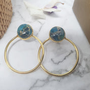 18ct Gold Plated Round Hoop Turquoise Gemstone Earrings