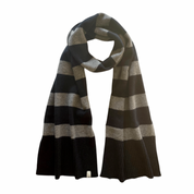 Cut & Pin 100% Recycled Cashmere Scarf in Navy & Grey Stripe