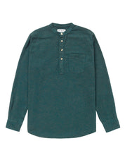 Brushed Organic Cotton Popover Shirt - Dark Green