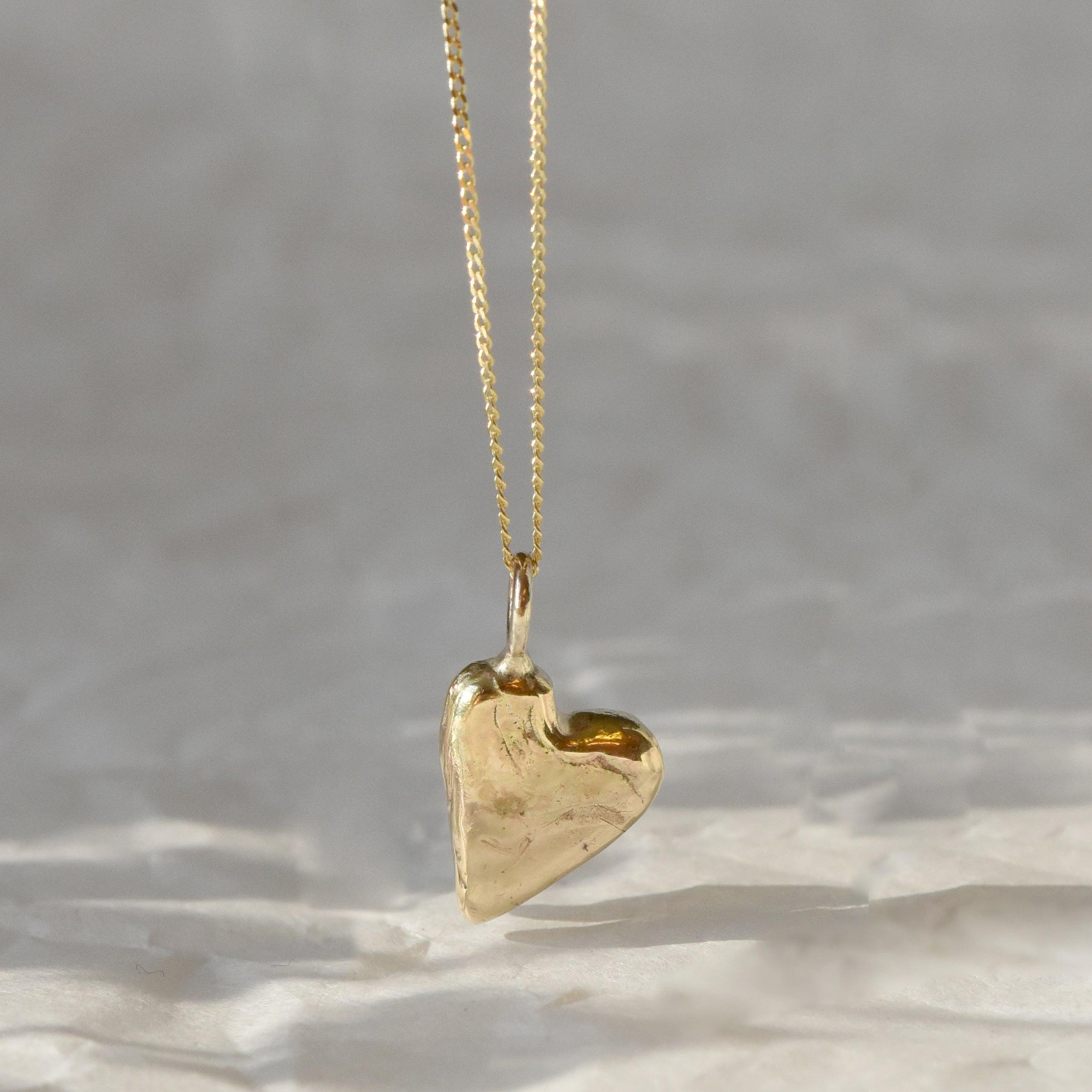 9ct Gold Personalised Handformed Heart Pendant Necklace
