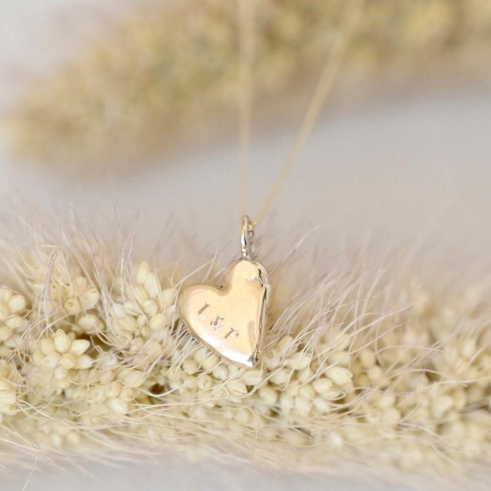 9ct Gold Personalised Handformed Heart Pendant Necklace