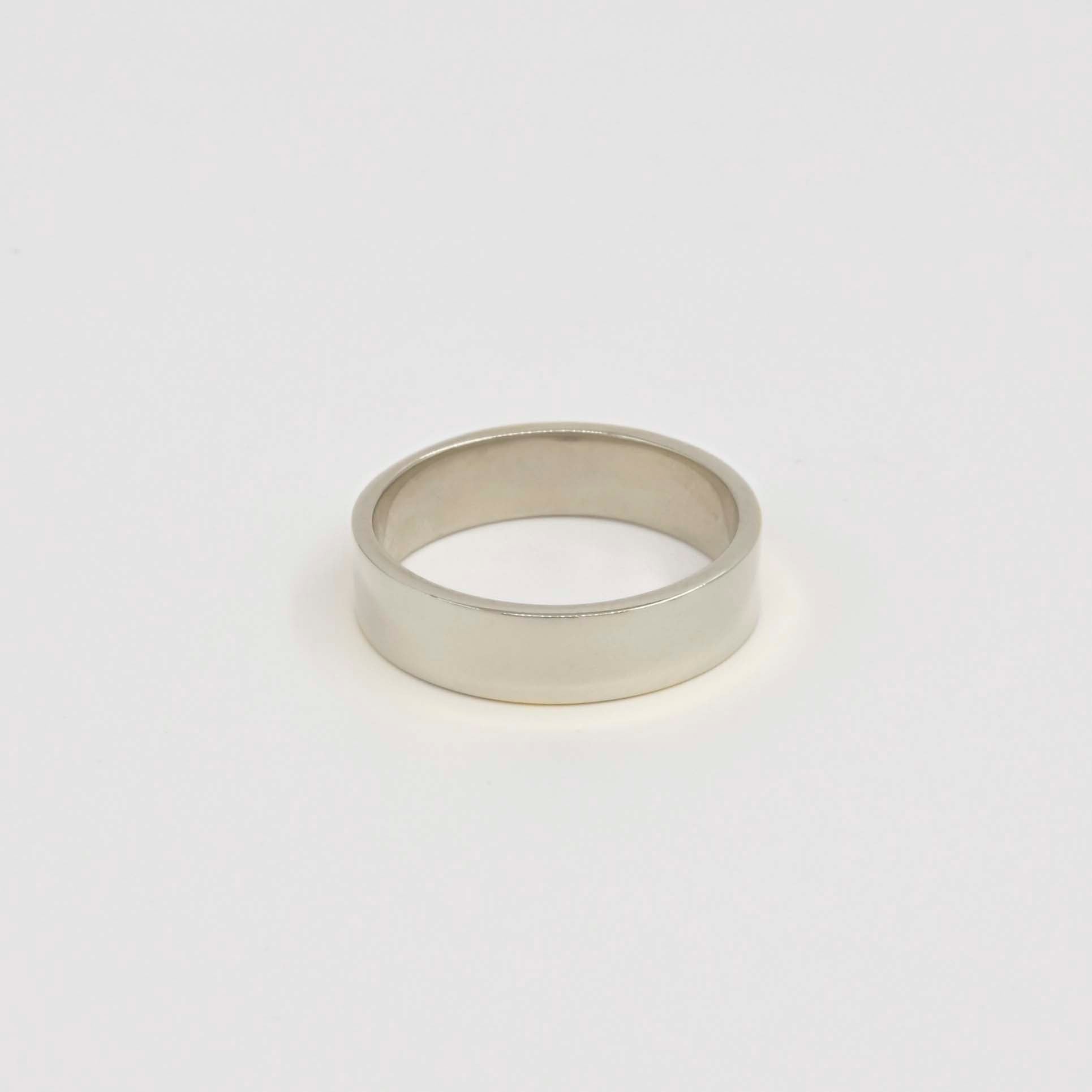 9ct White Gold Wide Flat Ring