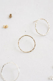 9ct Gold Hammered Circle Stud Earrings