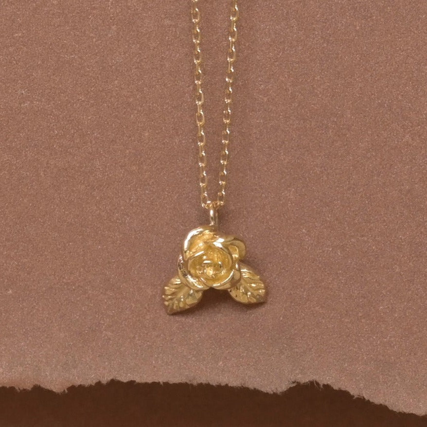 9ct Gold 'Roses Are Red' Pendant Necklace