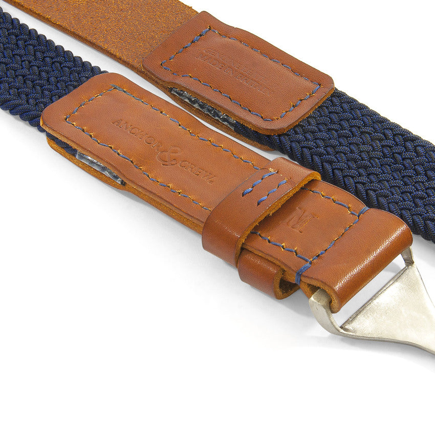 Navy Braid Harleck Leather and Nickel Belt
