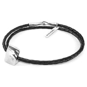 Midnight Black GUSTATORY Coffee Bag Silver and Braided Leather Bracelet