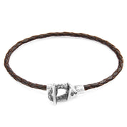 Dark Brown Cullen Silver and Braided Leather Bracelet