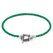 Fern Green Cullen Silver and Braided Leather Bracelet