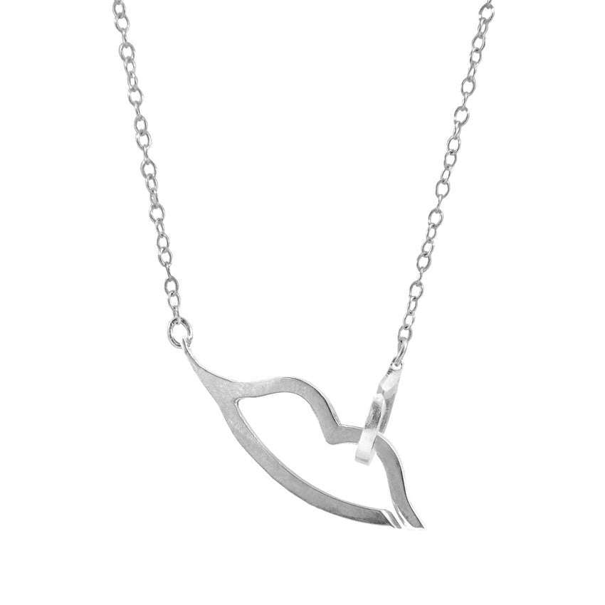 Kissing Lips Link Paradise Silver Necklace Pendant