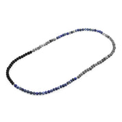 Blue Sodalite, Black Onyx and Grey Jasper Isaac Silver and Stone SKINNY Necklace x Wrap Bracelet
