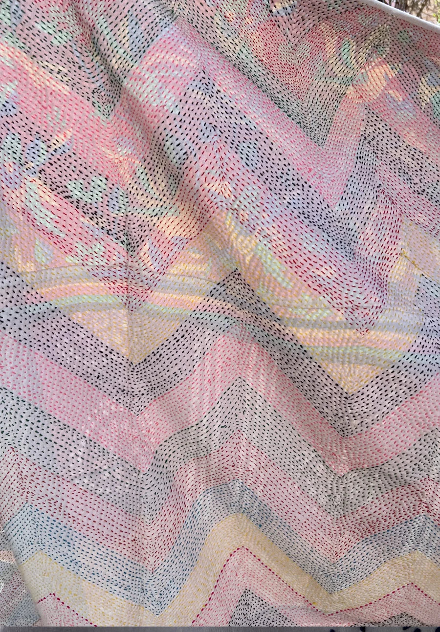 Aasha Rainbow Quilt with Hidden Sari   |   Kantha Quilt