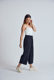 Black Betty Wide Leg Cropped Pant GOTS Certified Organic Cotton and Linen