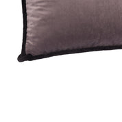 Plum & Grey Velvet Cushion with Black Piping