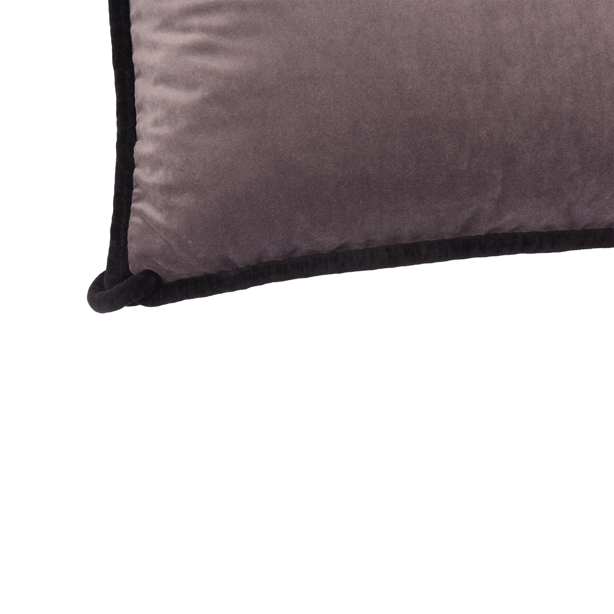 Plum & Grey Velvet Cushion with Black Piping