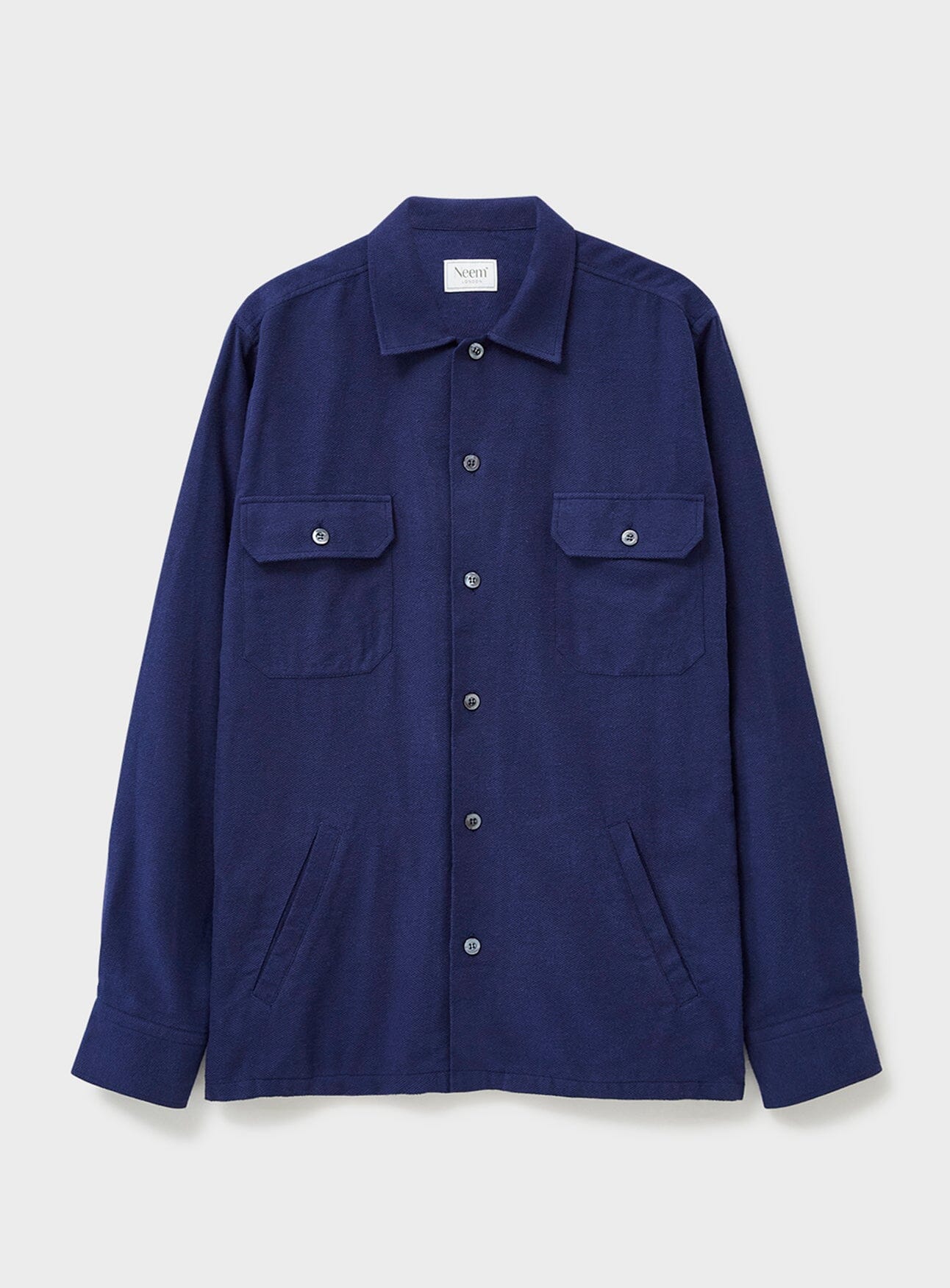 Recycled Blue Italian Flannel Piccadilly Overshirt