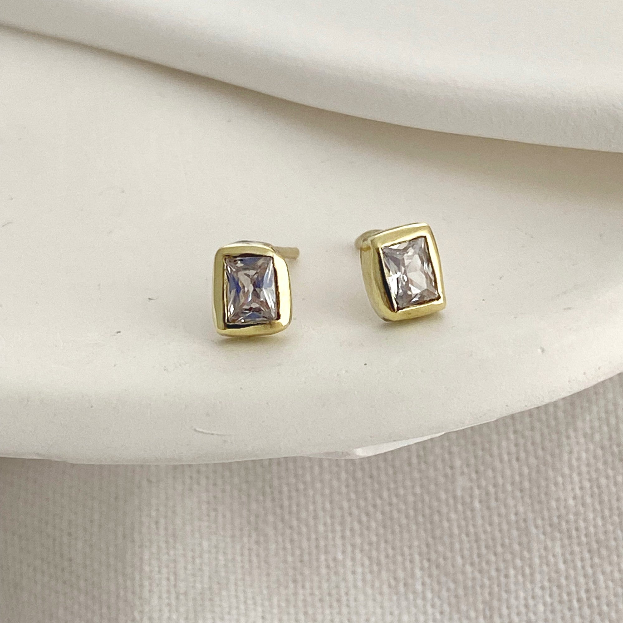Andromeda Emerald Cut Diamond Stud Earrings