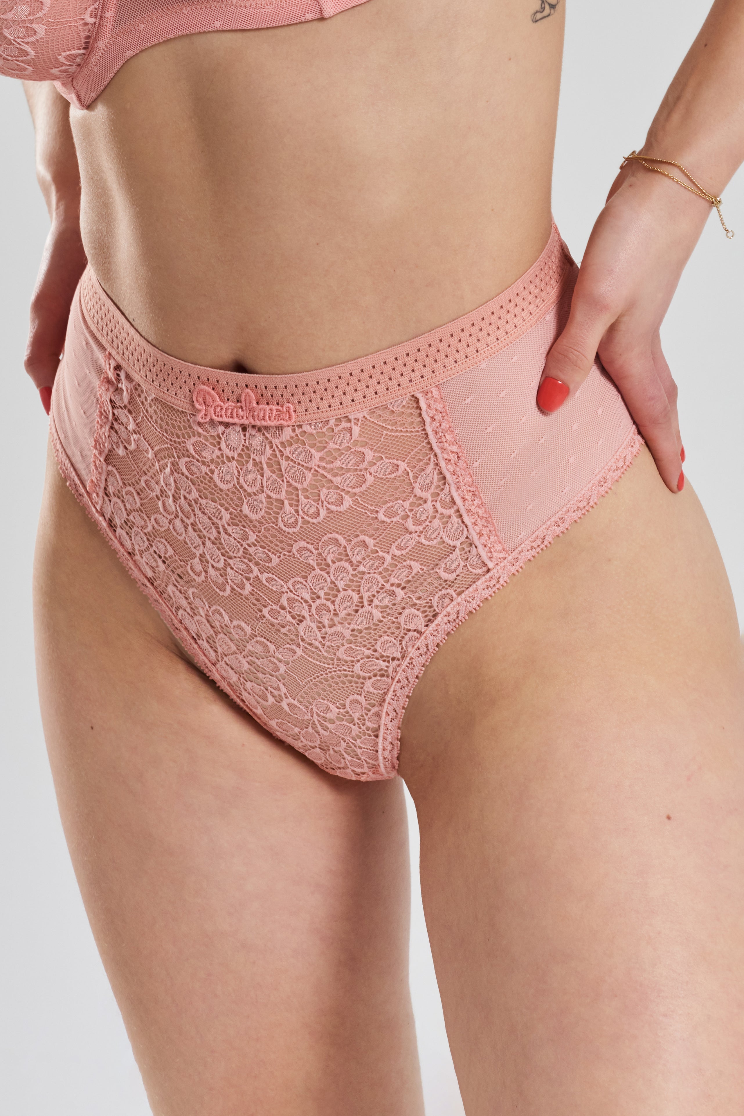 Betony recycled-tulle high-rise briefs - Dawnlight Coral