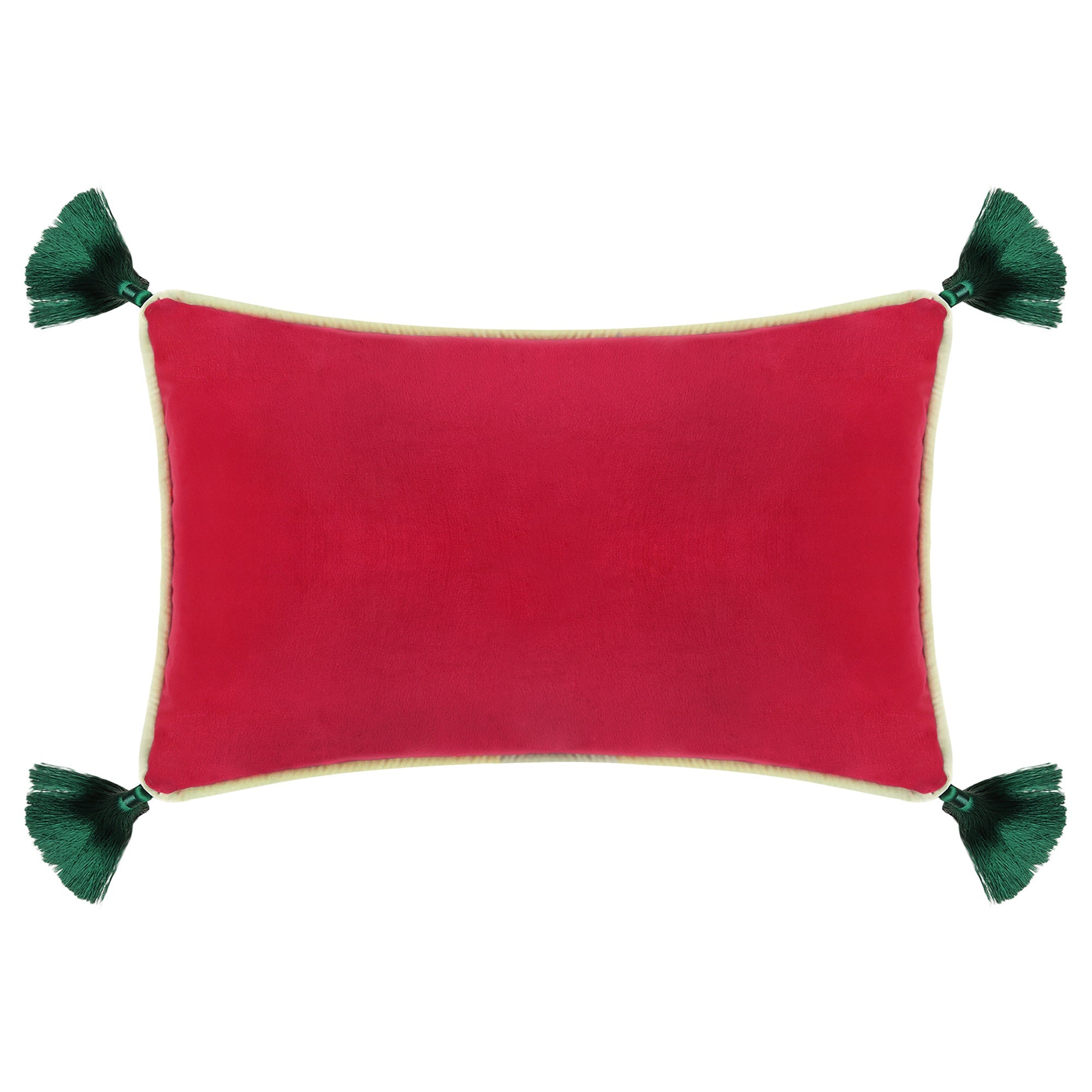 Fuschia Velvet Rectangular Cushion with Tassels