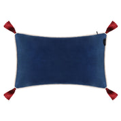 Navy Blue Velvet Rectangular Cushion with Tassels