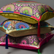 Zellige Indigo Large Silk Cushion