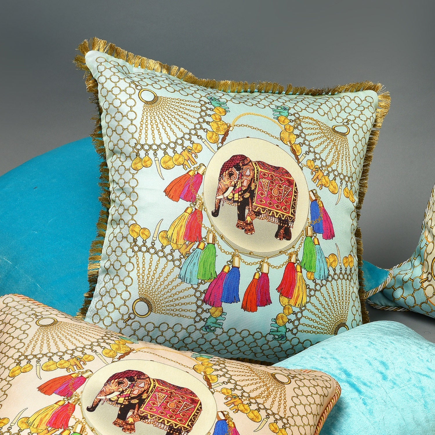 Agra Blue Silk Cushion