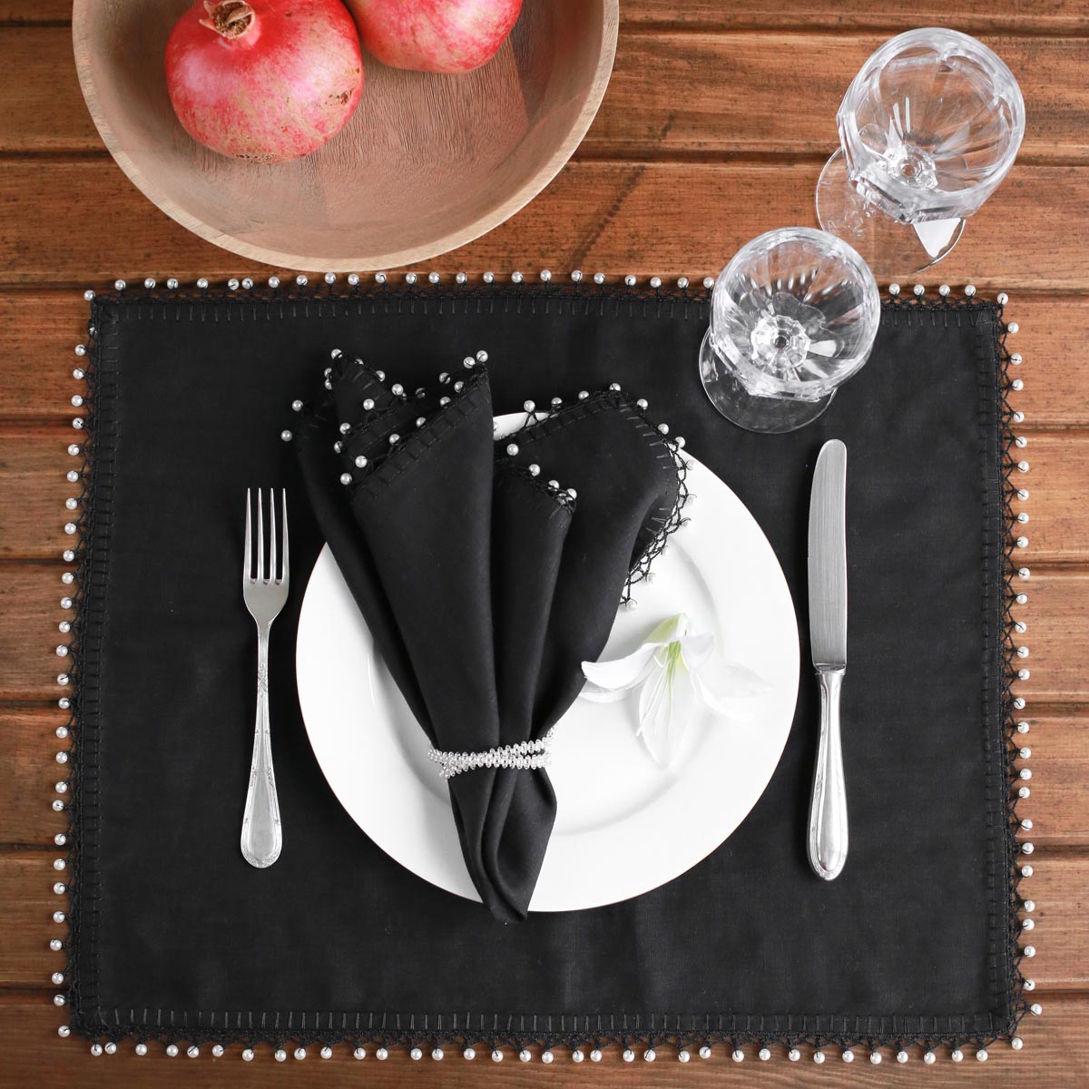 Linen Placemats with Pearl (Set of 2)
