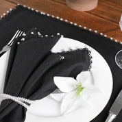 Set of 4 Black Pearl Linen Napkin