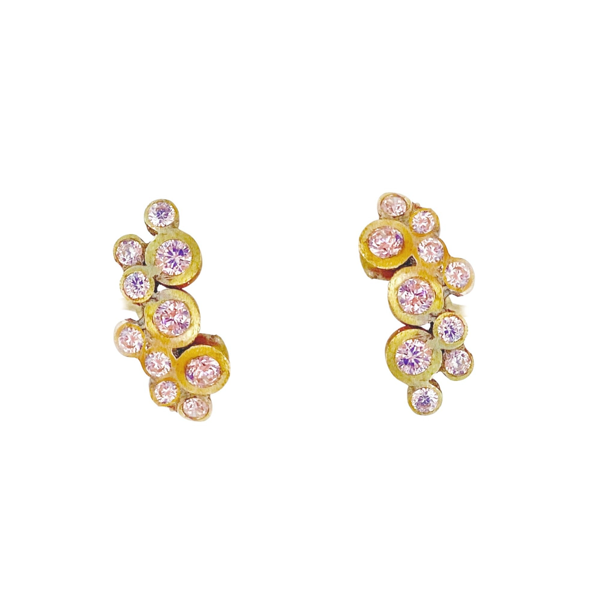 Blisstonique Pink and White Sapphire Stud Earrings