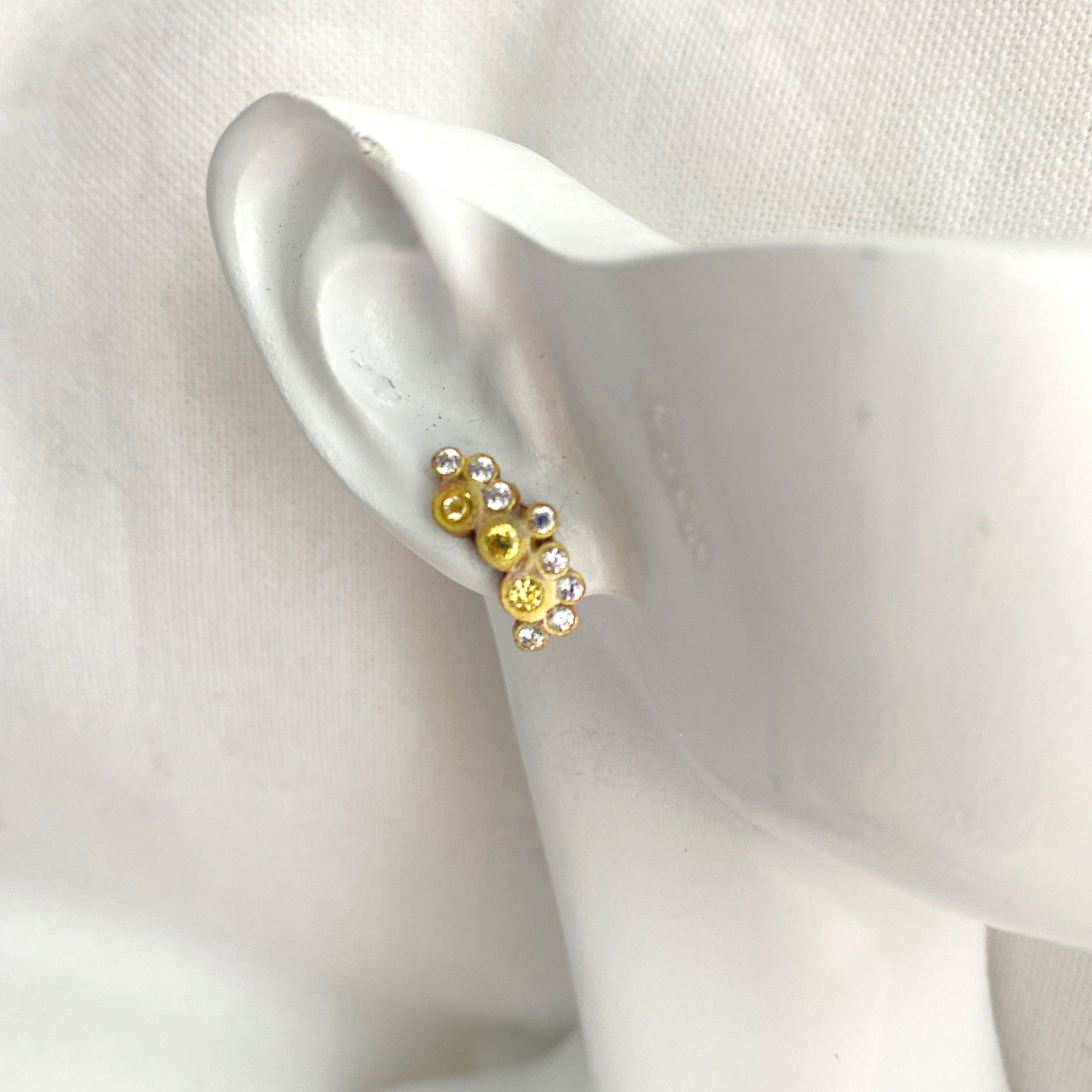 Blisstonique Yellow and White Sapphire Stud Earrings