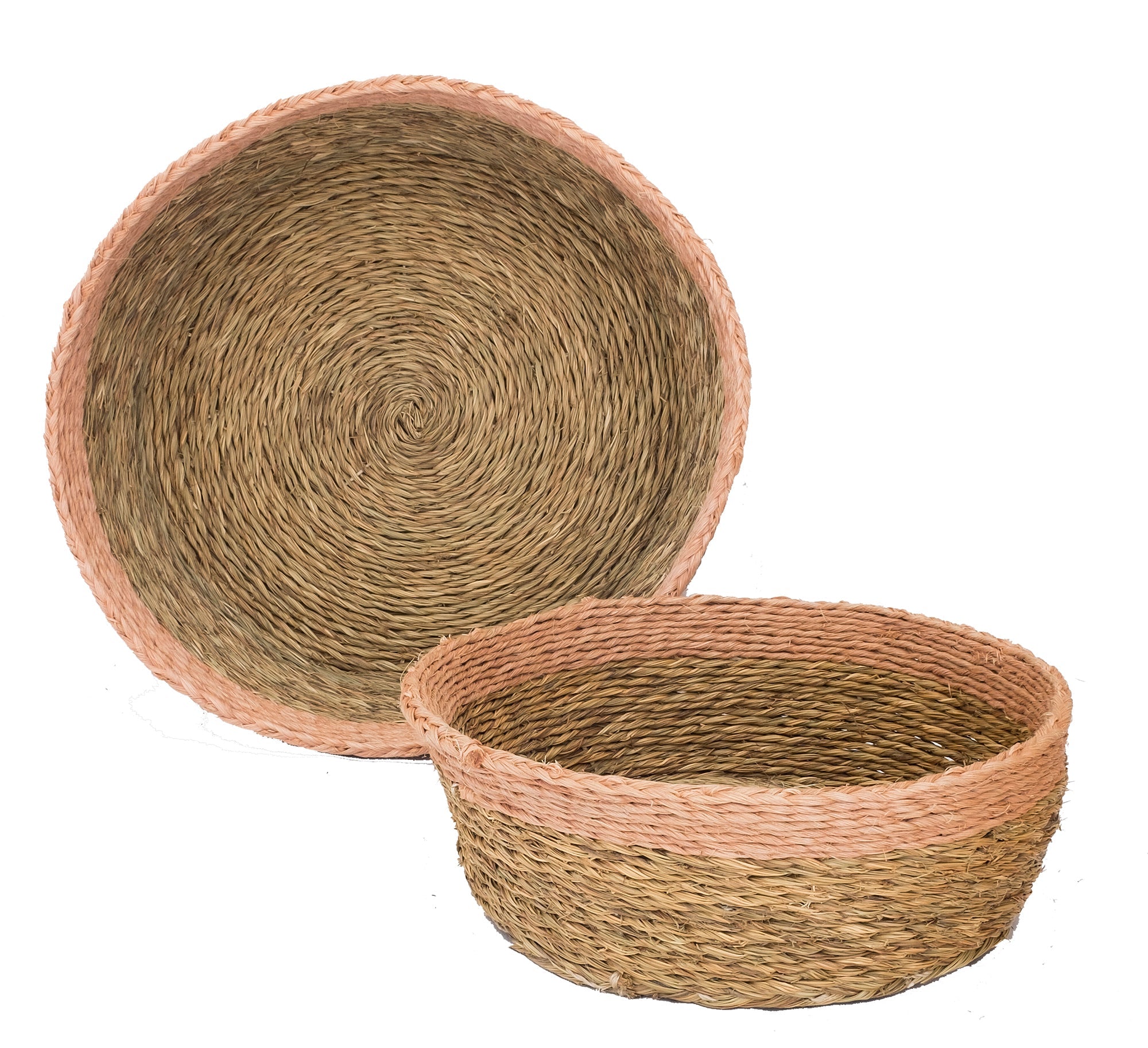 Blush Trim Lutindzi Grass Bread Basket