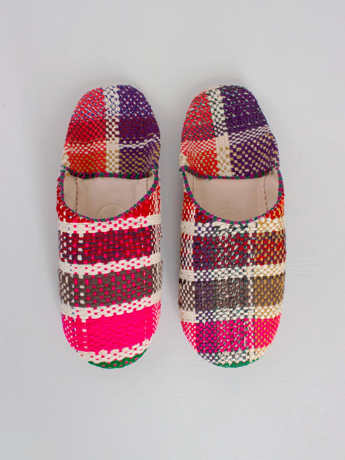 Moroccan Boujad Basic Babouche Slippers, Heather Check
