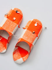 Moroccan Boujad Basic Babouche Slippers, Orange Sequin