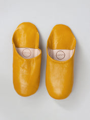 Moroccan Babouche Basic Slippers, Mustard