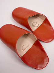 Moroccan Babouche Basic Slippers, Burnt Orange