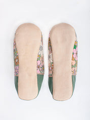 Margot Floral Babouche Slippers, Olive
