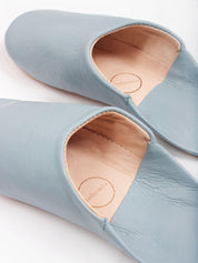 Moroccan Babouche Basic Slippers, Pearl Grey