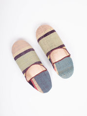 Moroccan Boujad Basic Babouche Slippers, Nordic Stripe