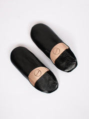 Moroccan Babouche Basic Slippers, Black