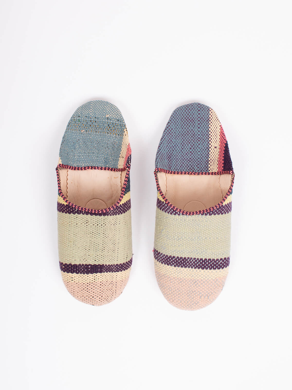 Moroccan Boujad Basic Babouche Slippers, Nordic Stripe